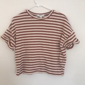 Brown and White Striped Blouse